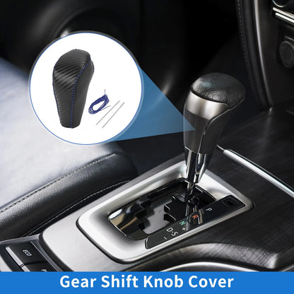 Gear Shift Knob Cover for Chevrolet Cruze (2011-2015) Black Carbon Fiber Blue