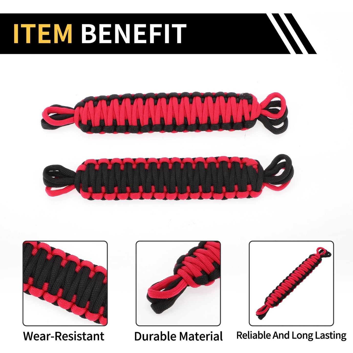 2 x Door Limiting Straps for Jeep Wrangler TJ JK JKU (2007-2018) Black Red