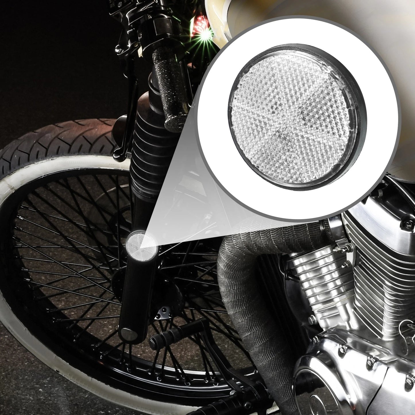 6 x Universal Reflector Round White 2.20x0.31 for Motorcycle