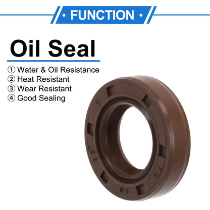 Oil Seal 16x28x7mm FKM Rubber Brown 2 x for MakeModel