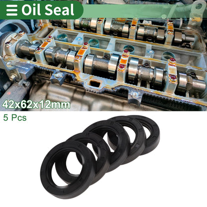 Oil Seal 42x62x12mm NBR Rubber High Pressure Black 5 Pcs for Make Model