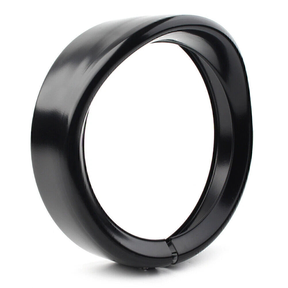 7" Black Headlight Passing Lights Trim Ring Bezel Visor Cover for Harley