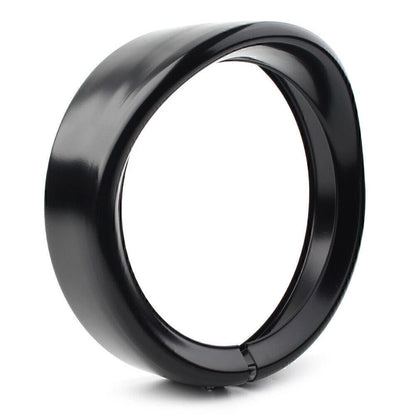 7" Black Headlight Passing Lights Trim Ring Bezel Visor Cover for Harley