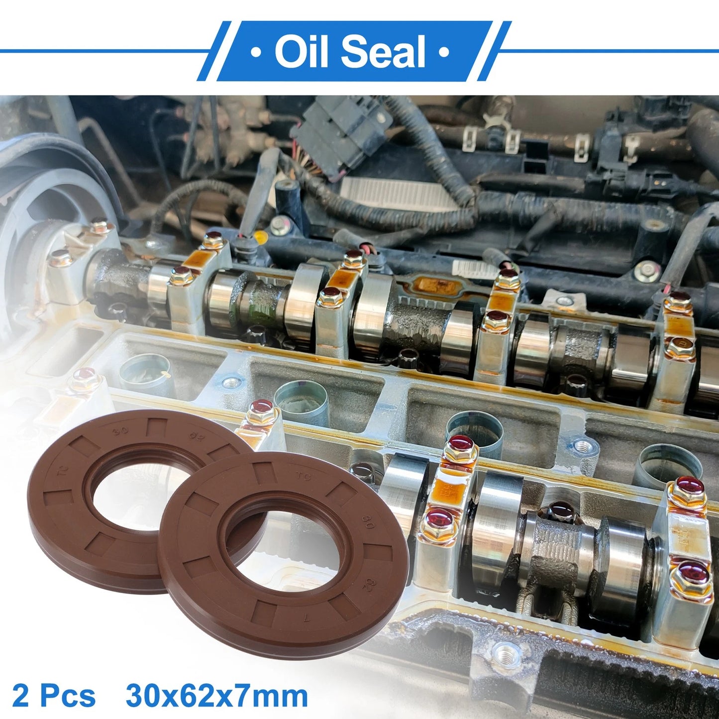 Oil seal 30x62x7mm Brown 2 x Rotary shaft seal
