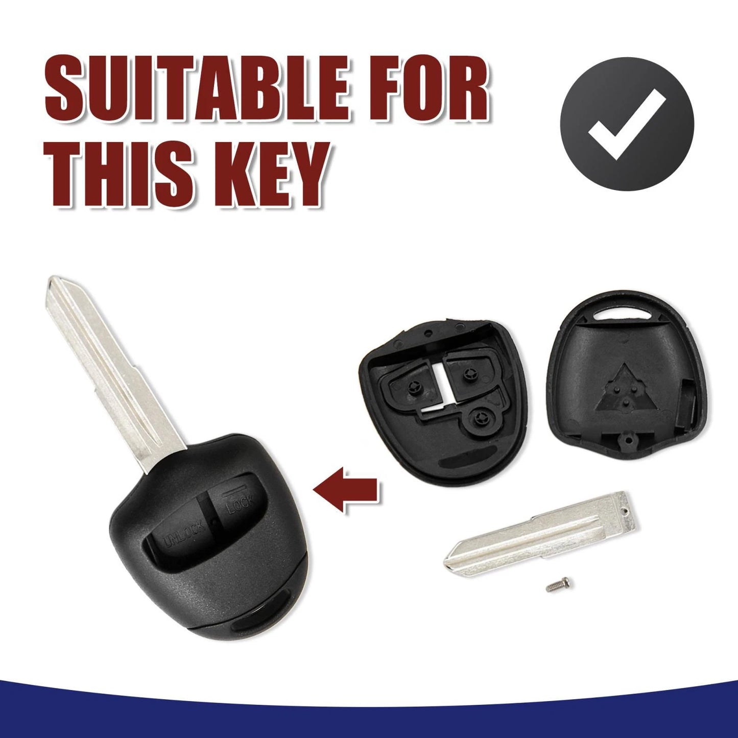 Uncut Key Fob Remote Control Case Shell for Mitsubishi L200