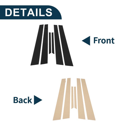 6 Pcs Door Pillar Window Trim for Honda Accord (1998-2002) Black
