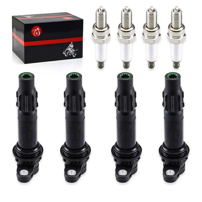 4 x Coil & Spark Plug for Yamaha WaveRunner VX Cruiser Deluxe (2006–2015)