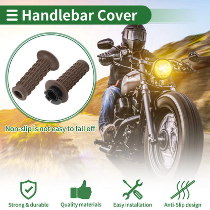 7/8" 22mm Hand Grips Cover for Motorcycle Dark Brown