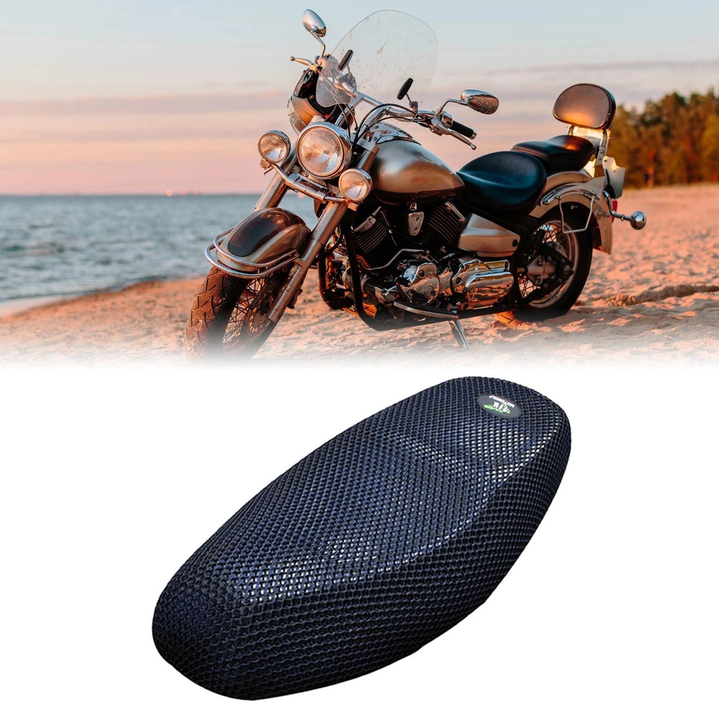 XL Seat Cover for Motorcycle Moped Breathable Mesh Net Cushion Black Blue