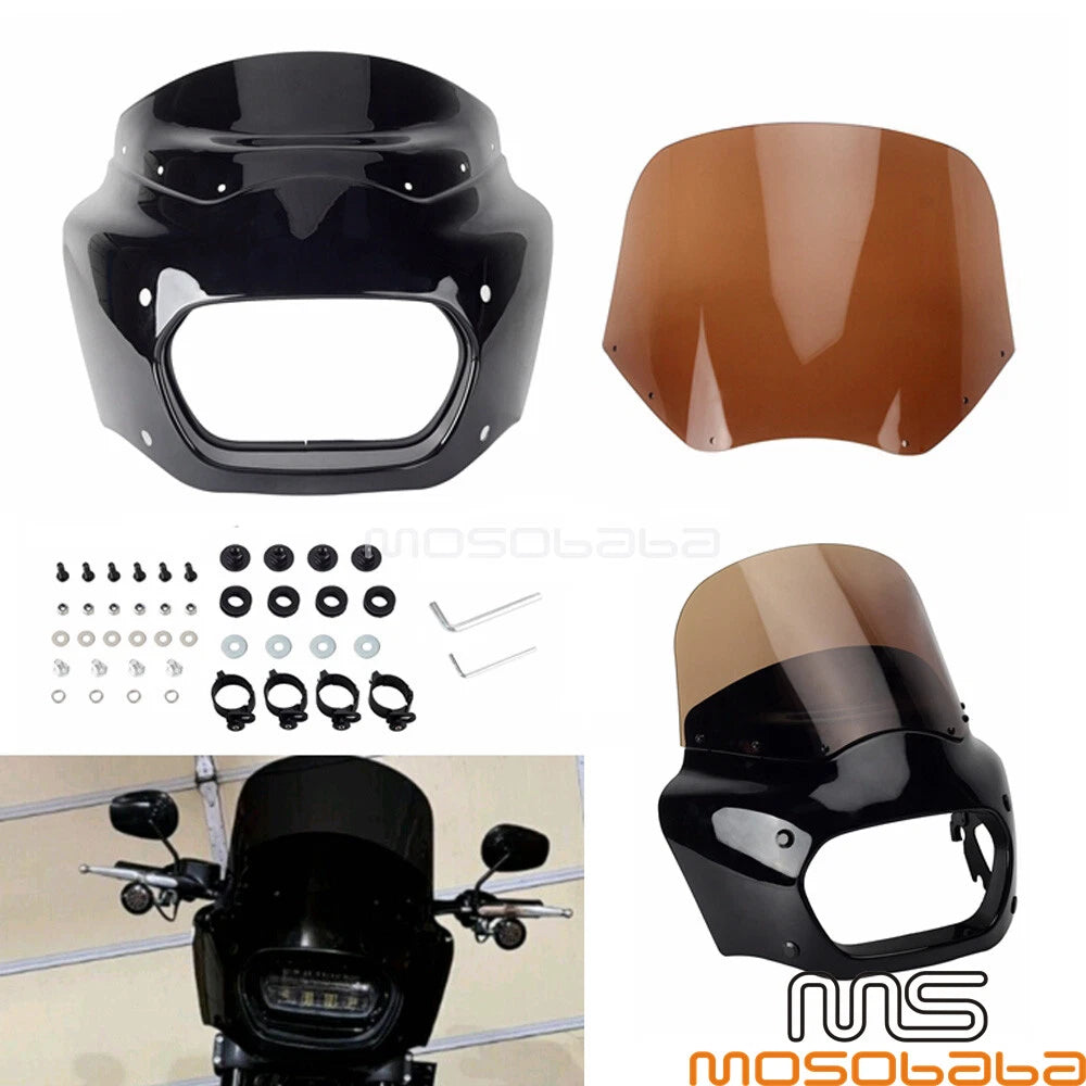 Smoke Windshield Headlight Fairing for Harley Softail Fat Bob (2018-2023)