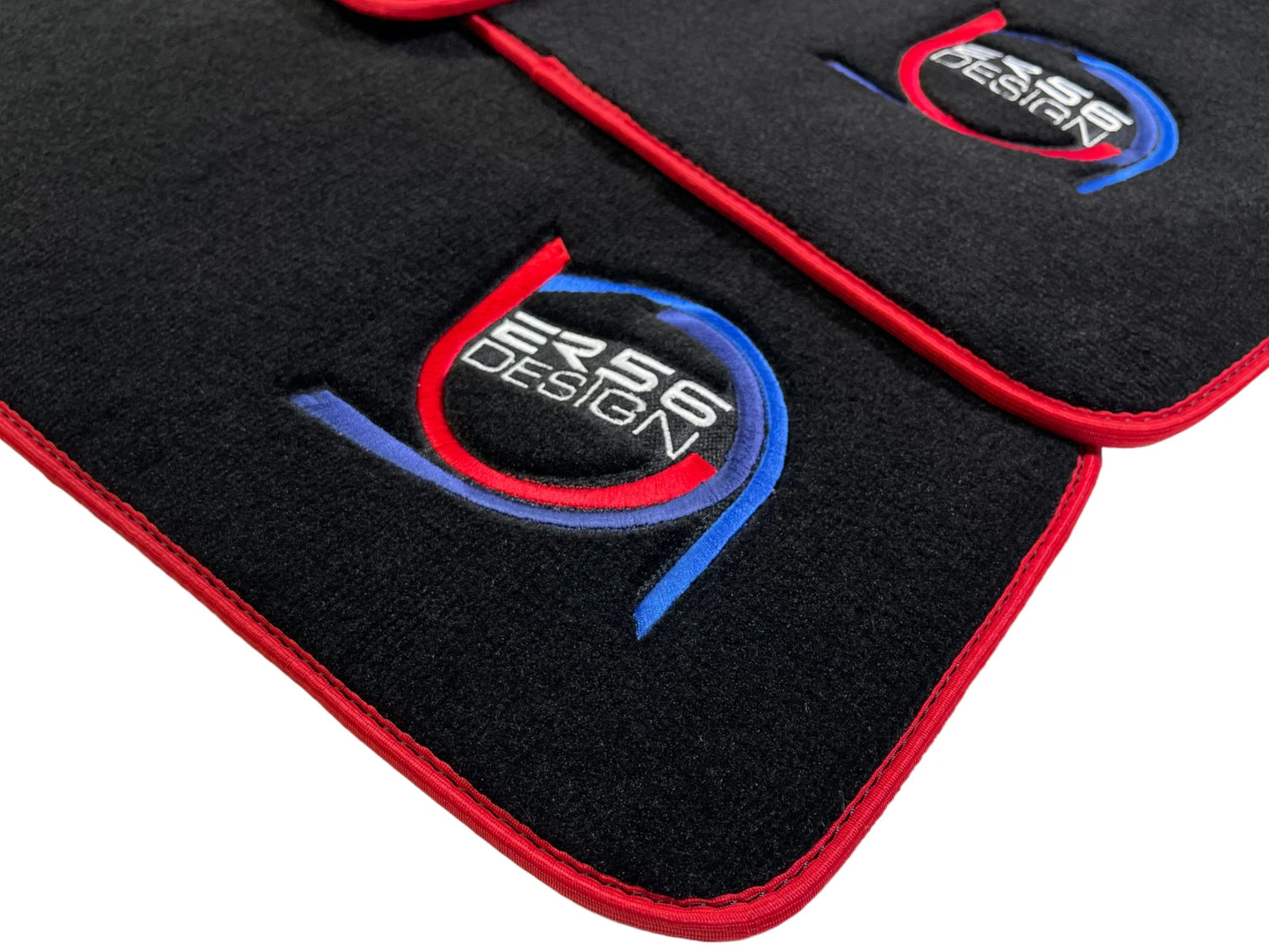 Black Floor Mats for BMW ER56 Design with Red Trim - Premium Quality