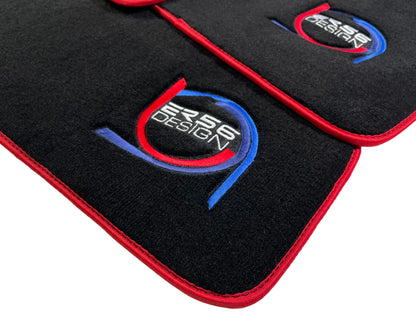 Black Floor Mats for BMW ER56 Design with Red Trim - Premium Quality