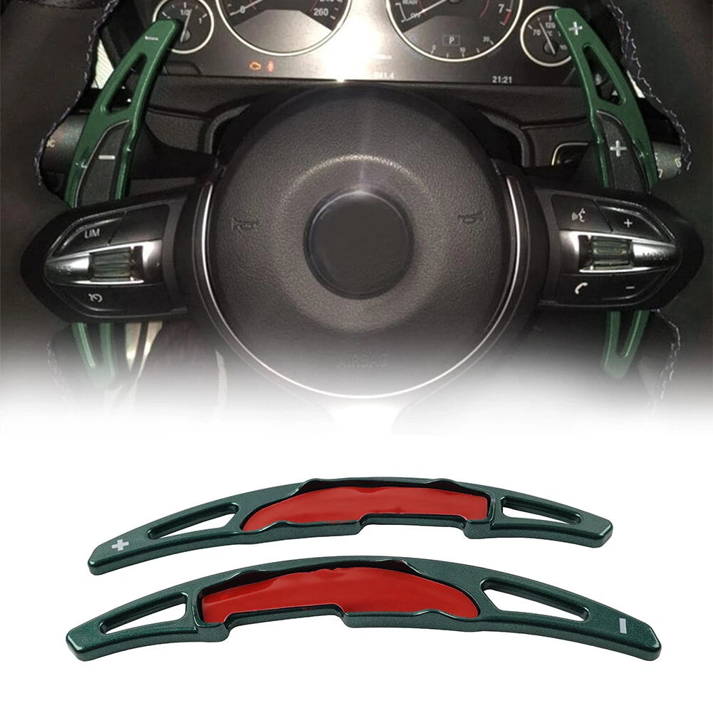 Green Steering Wheel Paddle Shifter Extensions for BMW M2 M3 M4 M5 M6 X5M X6M