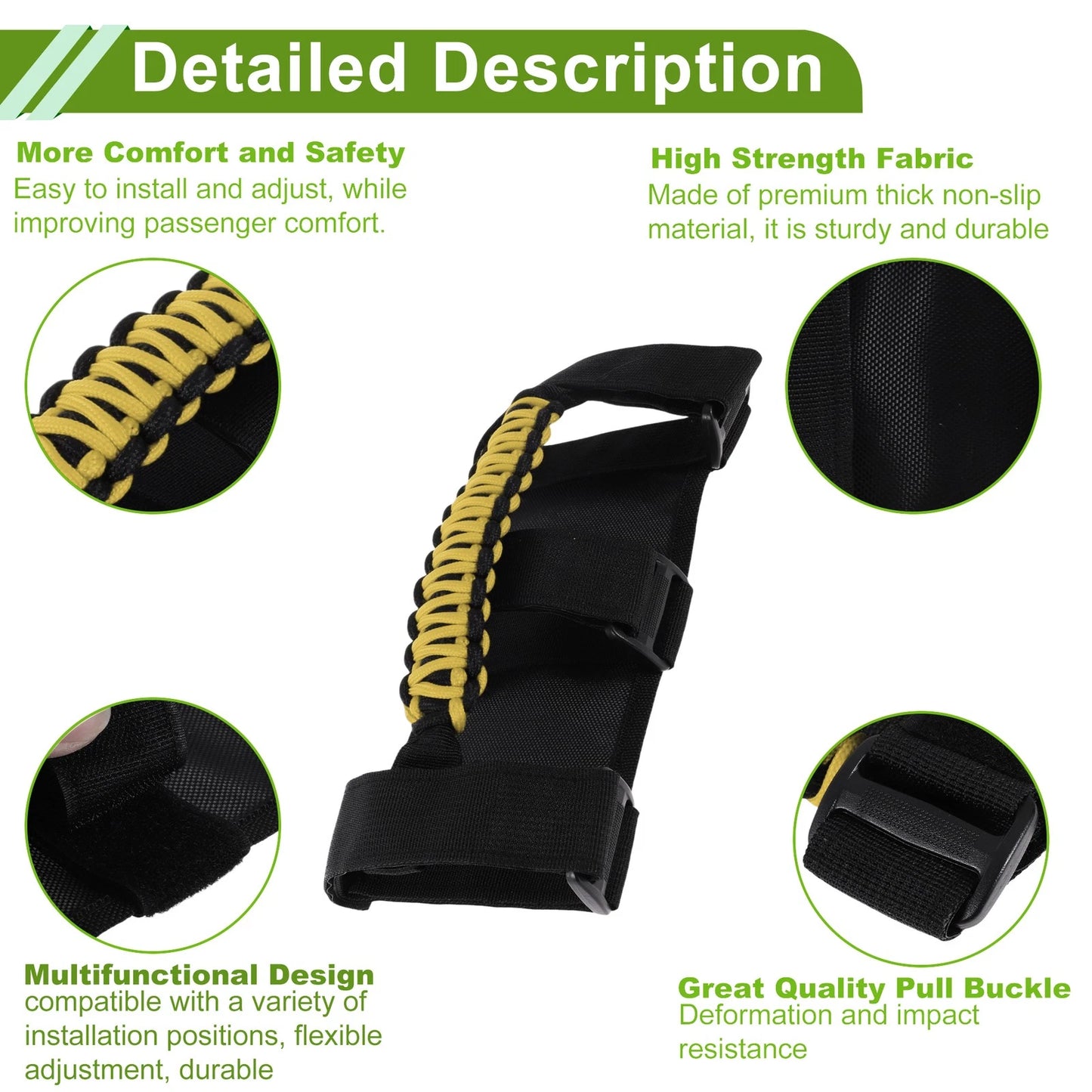Roll Bar Grab Handles for Jeep Wrangler 1955-2023 - Yellow
