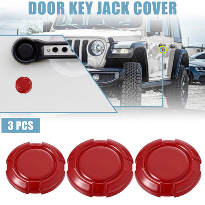 Exterior Door Key Jack Cover for Jeep Wrangler JL JLU (2018-2021) - Red 3 x Pcs