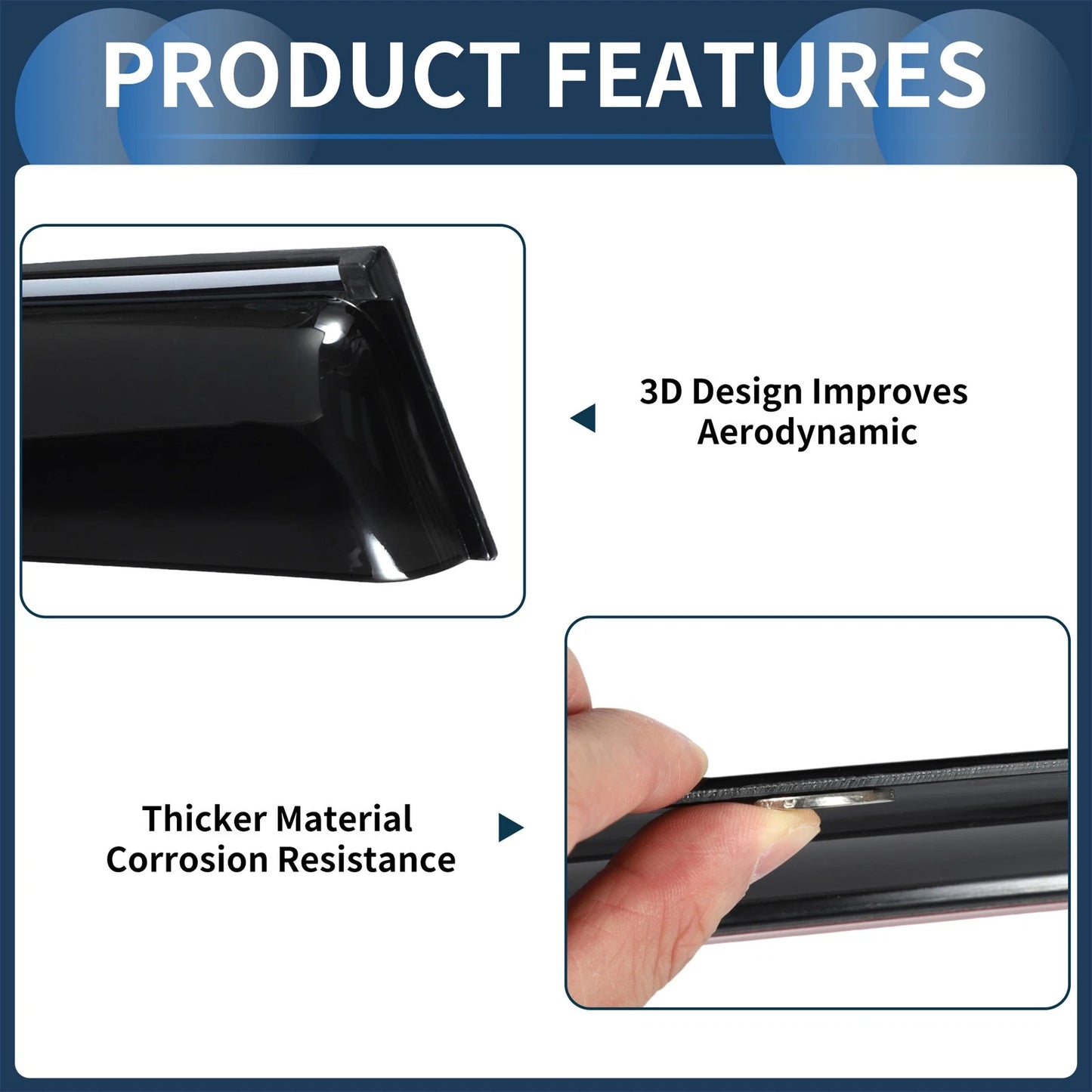 Window Deflectors for Toyota Highlander Side Window Vent Visors Black 2008