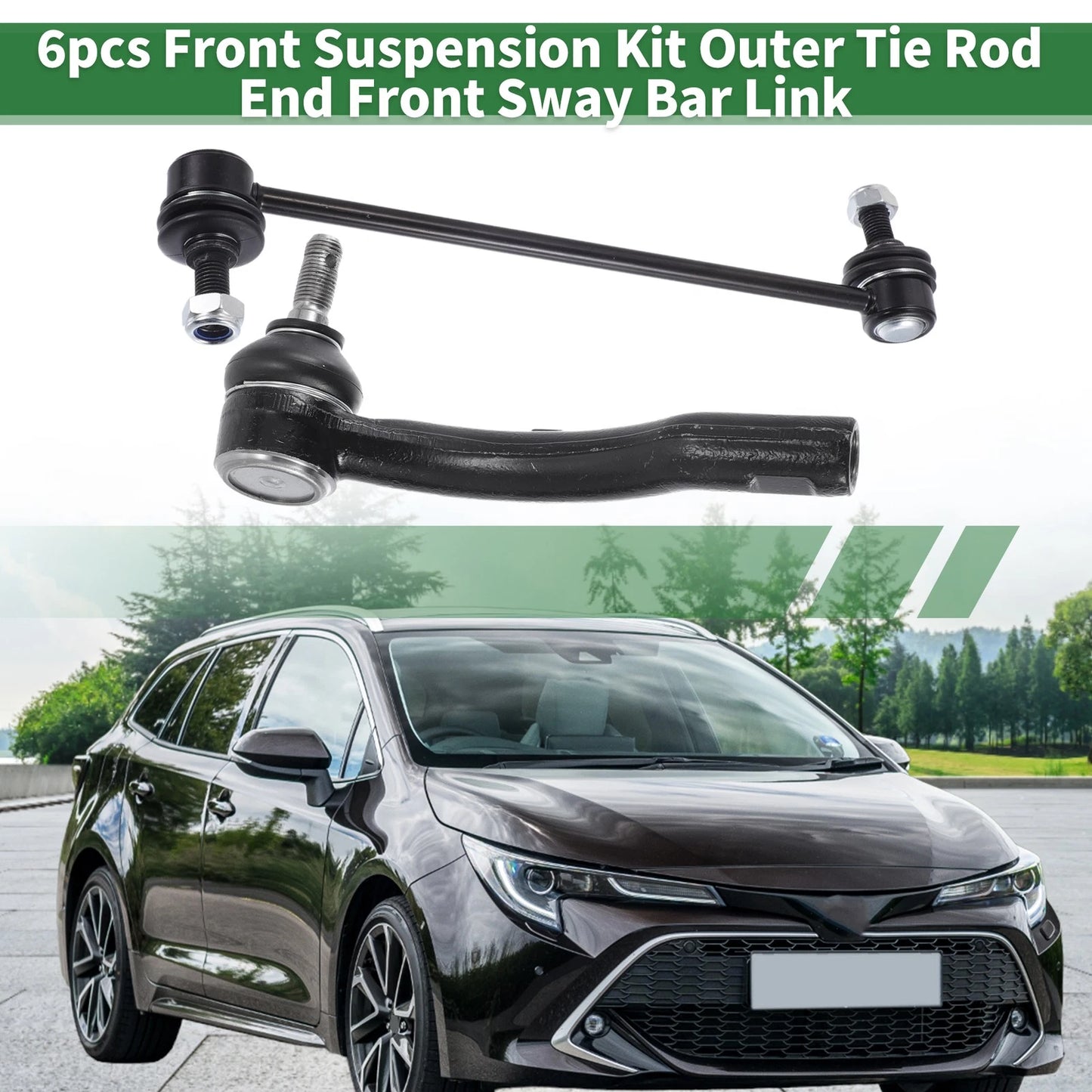 6pcs Front Suspension Kit Outer Tie Rod Ends & Sway Bar Links for Toyota Corolla