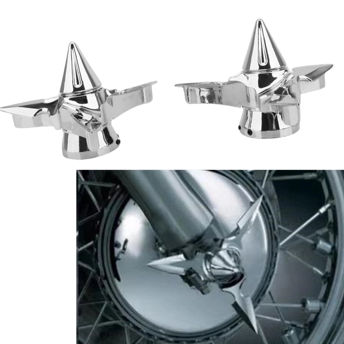 2 x Chrome Front Axle Nut Covers for Harley Dyna Street Bob (2008-2016)