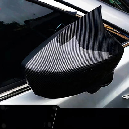 2 x Carbon Fiber Side Wing Mirror Horn Cover Caps for Mazda 3 Axela (2014-2018)