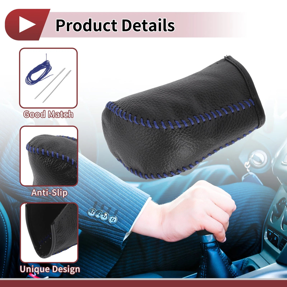 Car Gear Shift Knob Cover for Subaru Forester (2006-2012) Blue Faux Leather