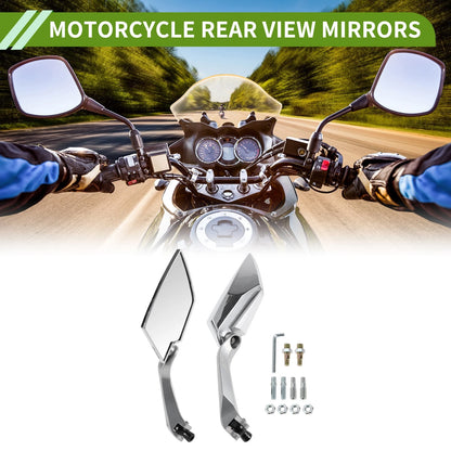 1 x Rear View Mirrors Prismatic Chrome Silver Tone for M8/M10