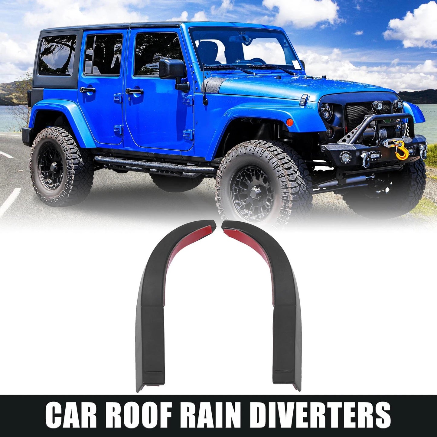 Car Water Rain Diverters Gutter Extension for Jeep Wrangler JK (2007-2017)
