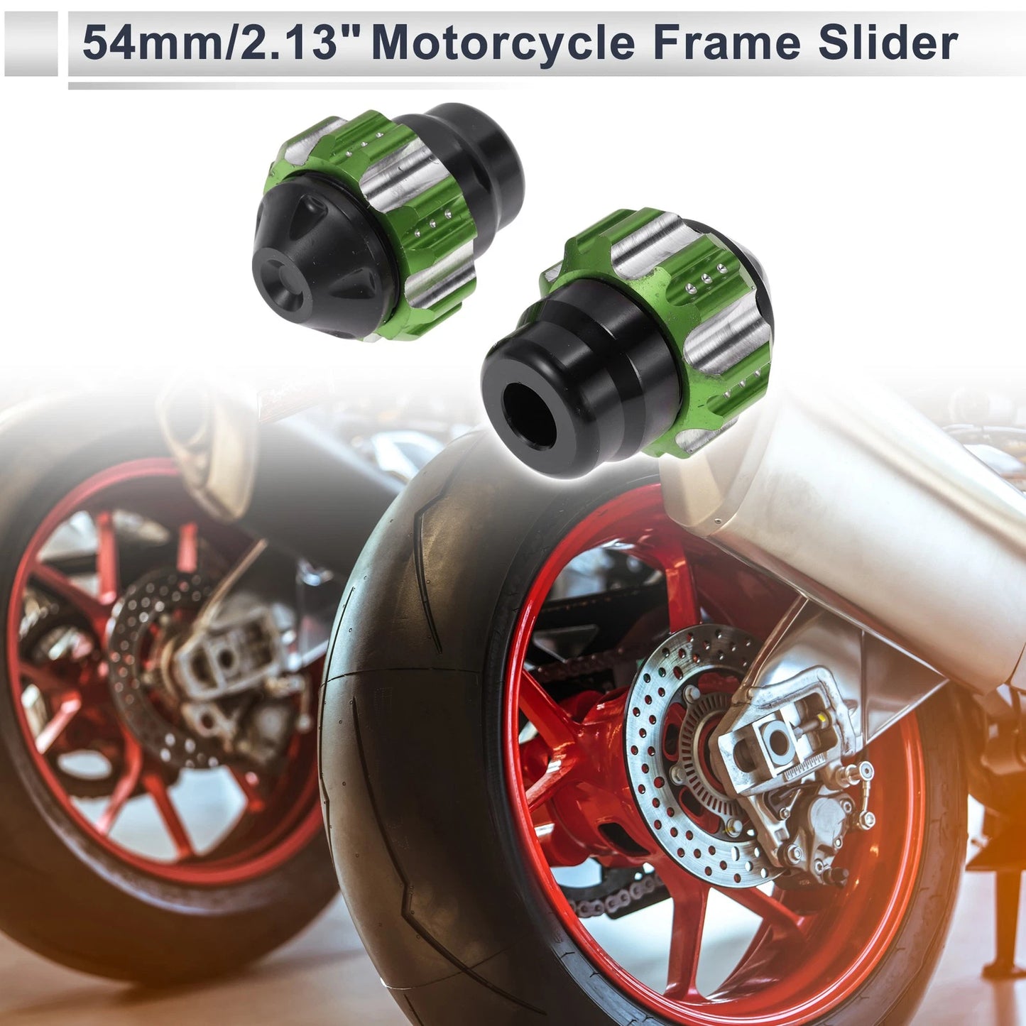 Slider Frame 0.59" Aluminum Alloy Plastic Motorcycle 2 x Green for Motorcycle