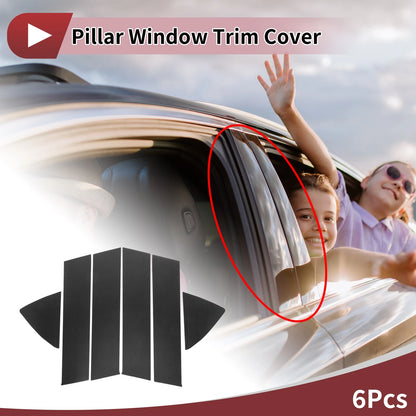 6 Pcs Car Door Pillar Window Trim Carbon Fiber for Toyota Yaris (2014–2019)