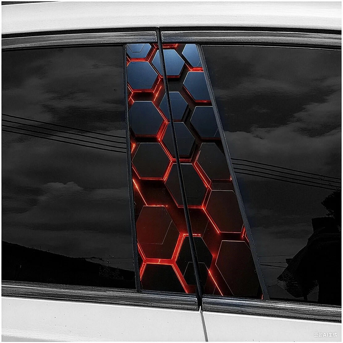 Honeycomb Print Door Window Center B-Pillar Covers for Car