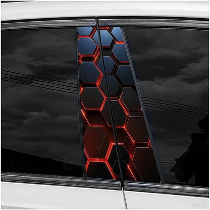 Honeycomb Print Door Window Center B-Pillar Covers for Car