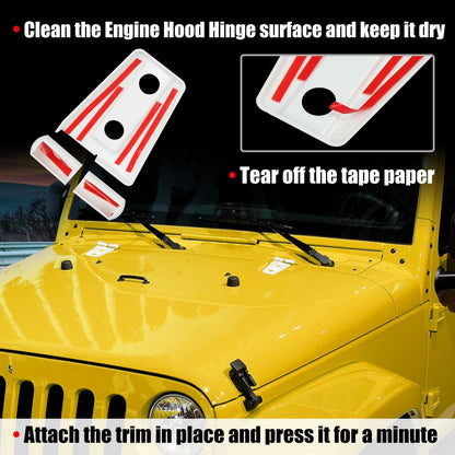 Engine Hood Hinge Covers for Jeep Wrangler 2007-2018 White