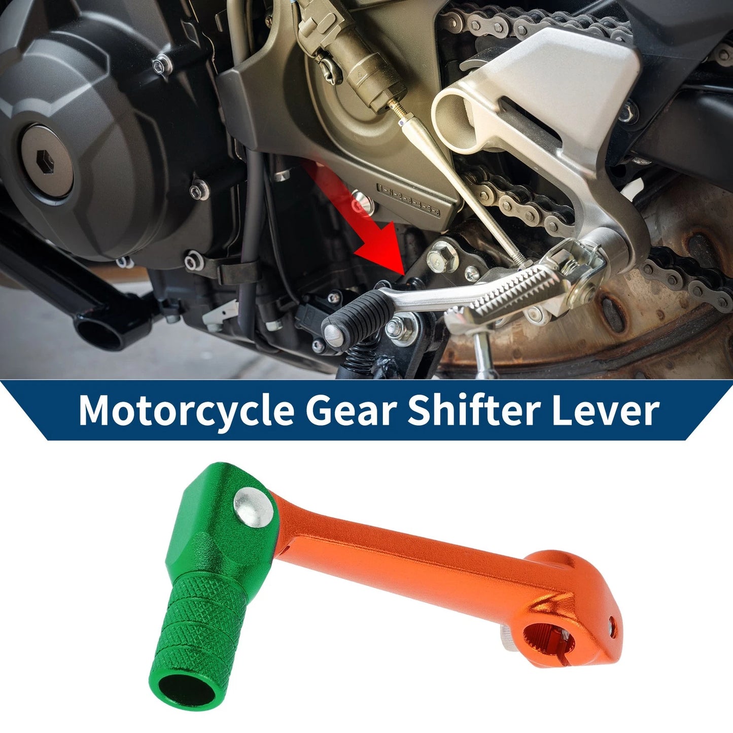 Folding Gear Shifter Lever for Bosuer M5 Orange Lever Green Head