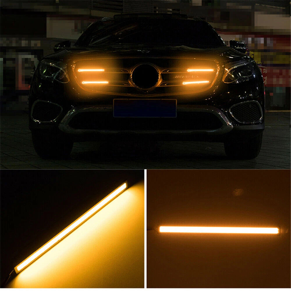 2 x 12V Amber DRL COB LED Strip Lights for Camping Caravan Boat Car Waterproof