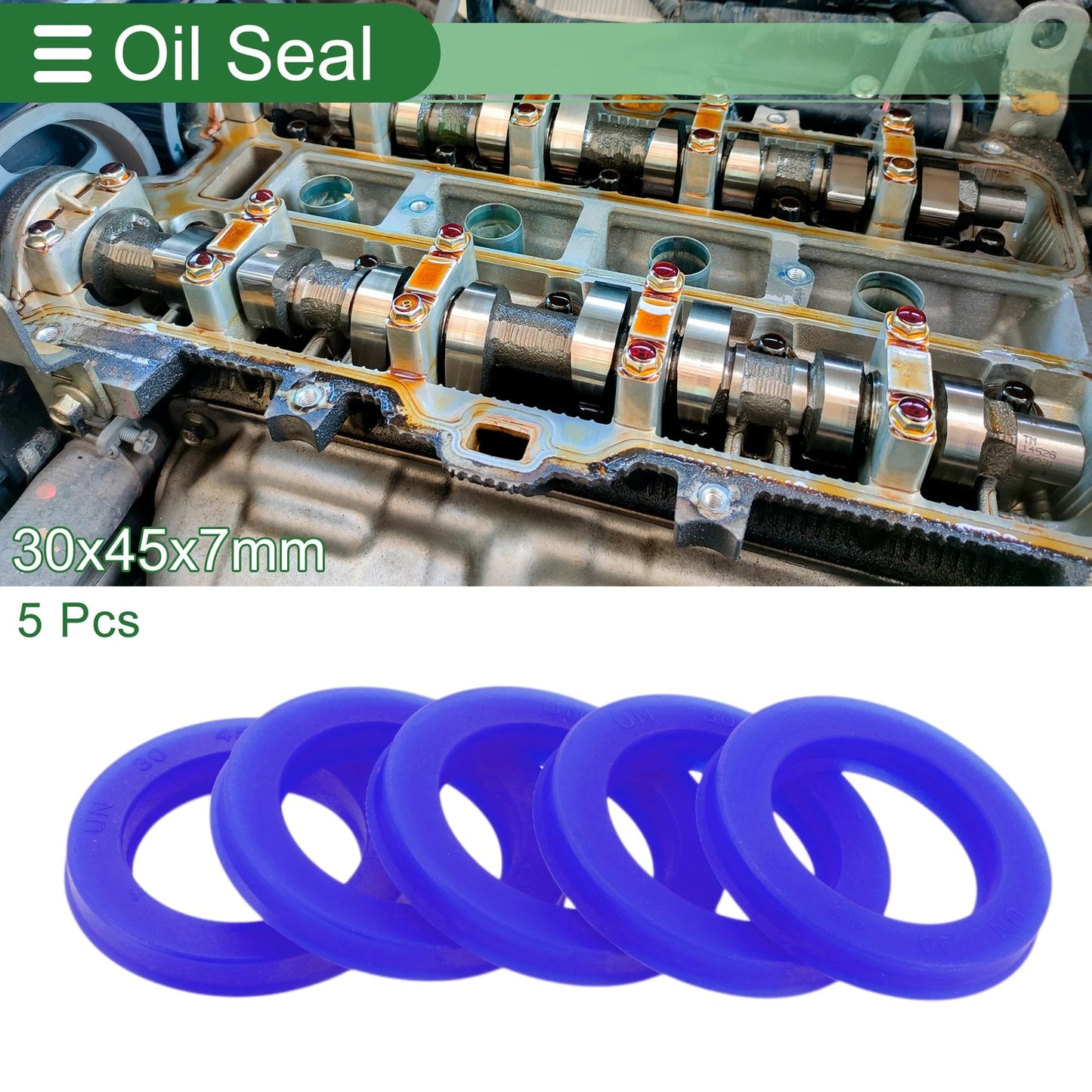 Oil Seal 30x45x7mm 5 Pcs Seal Ring Rotary Shaft TPU Blue High Pressure