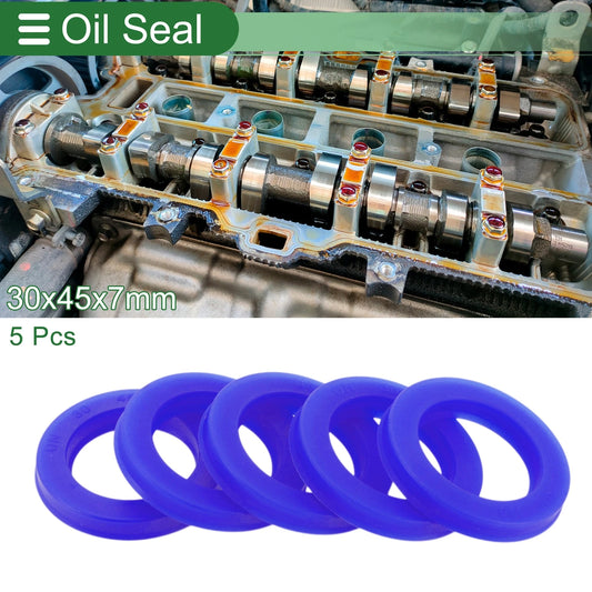 Oil Seal 30x45x7mm 5 Pcs Seal Ring Rotary Shaft TPU Blue High Pressure