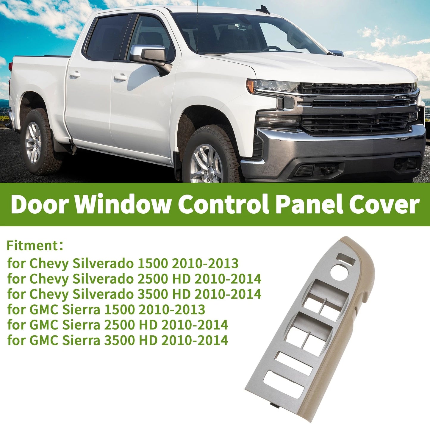 Front Left Window Switch Bezel Cover for Chevy Silverado 1500