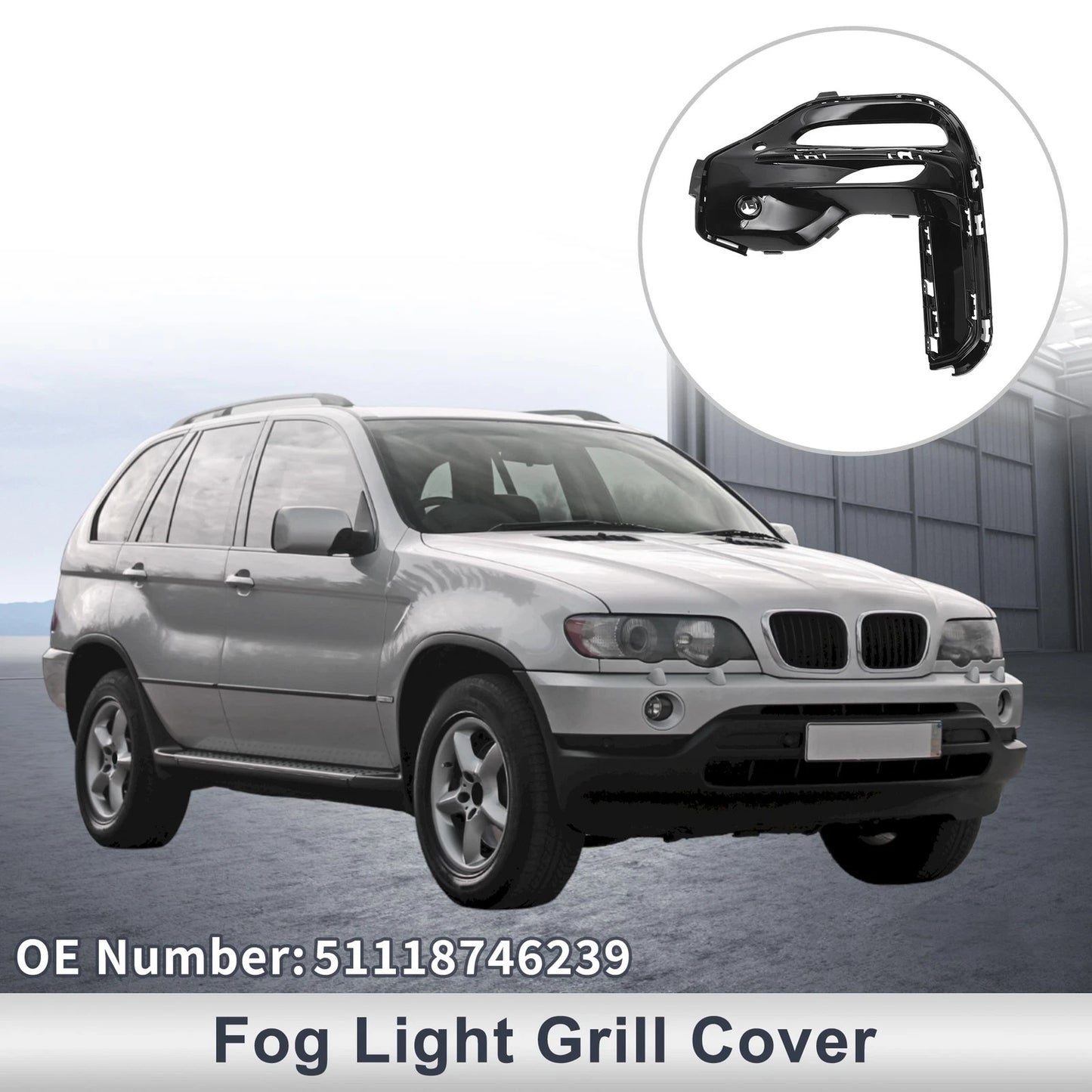 1 x Front Left Fog Light Grill for BMW X5 (2019-2022) Black