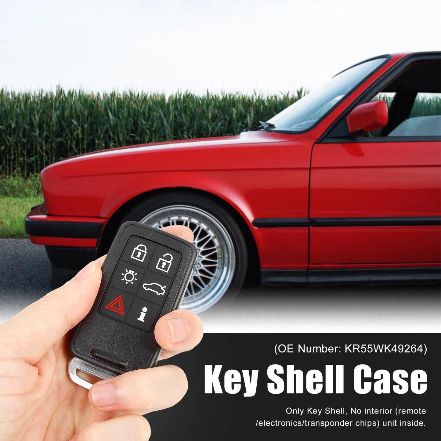 Keyless Remote Key Fob Shell Case for Volvo Black 6 Button
