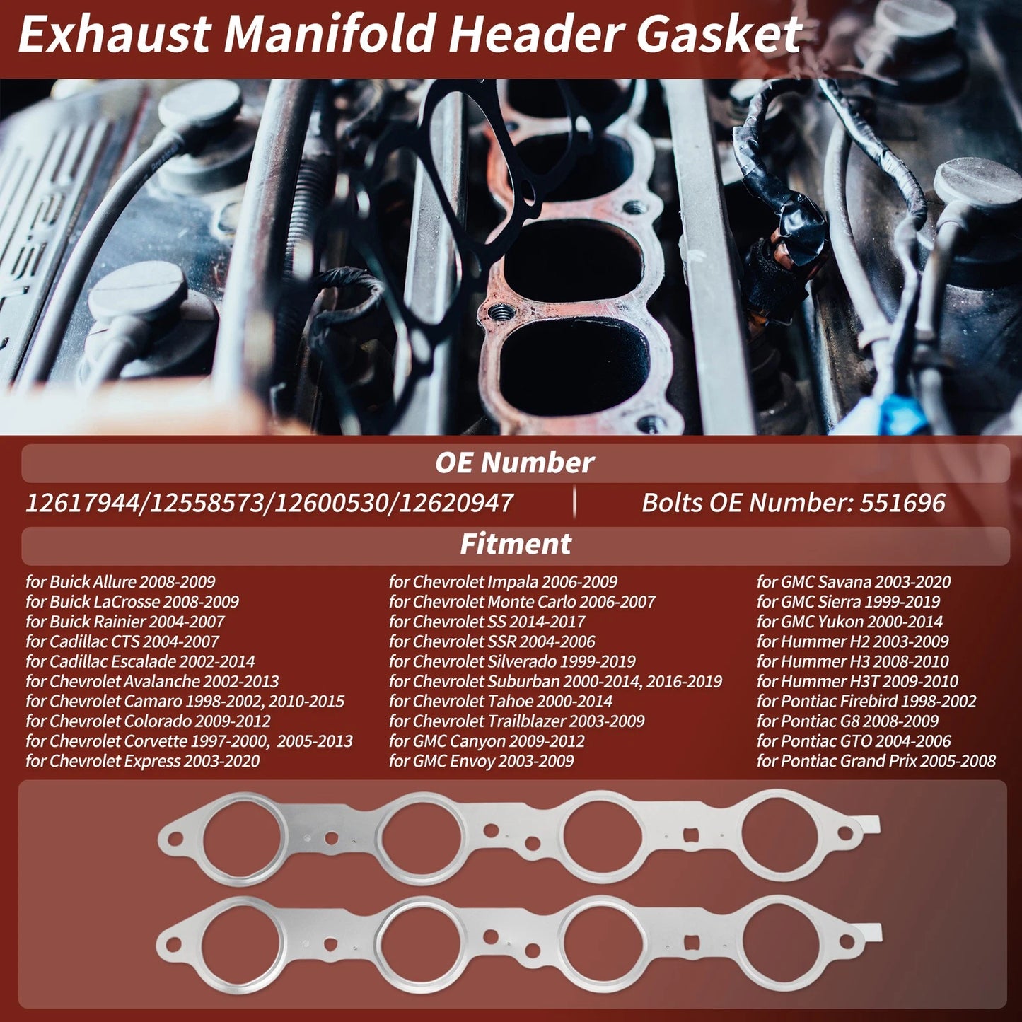 Engine Manifold Exhaust Gasket Seal for Cadillac/Chevy/GMC