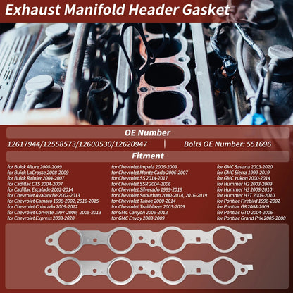 Engine Manifold Exhaust Gasket Seal for Cadillac/Chevy/GMC