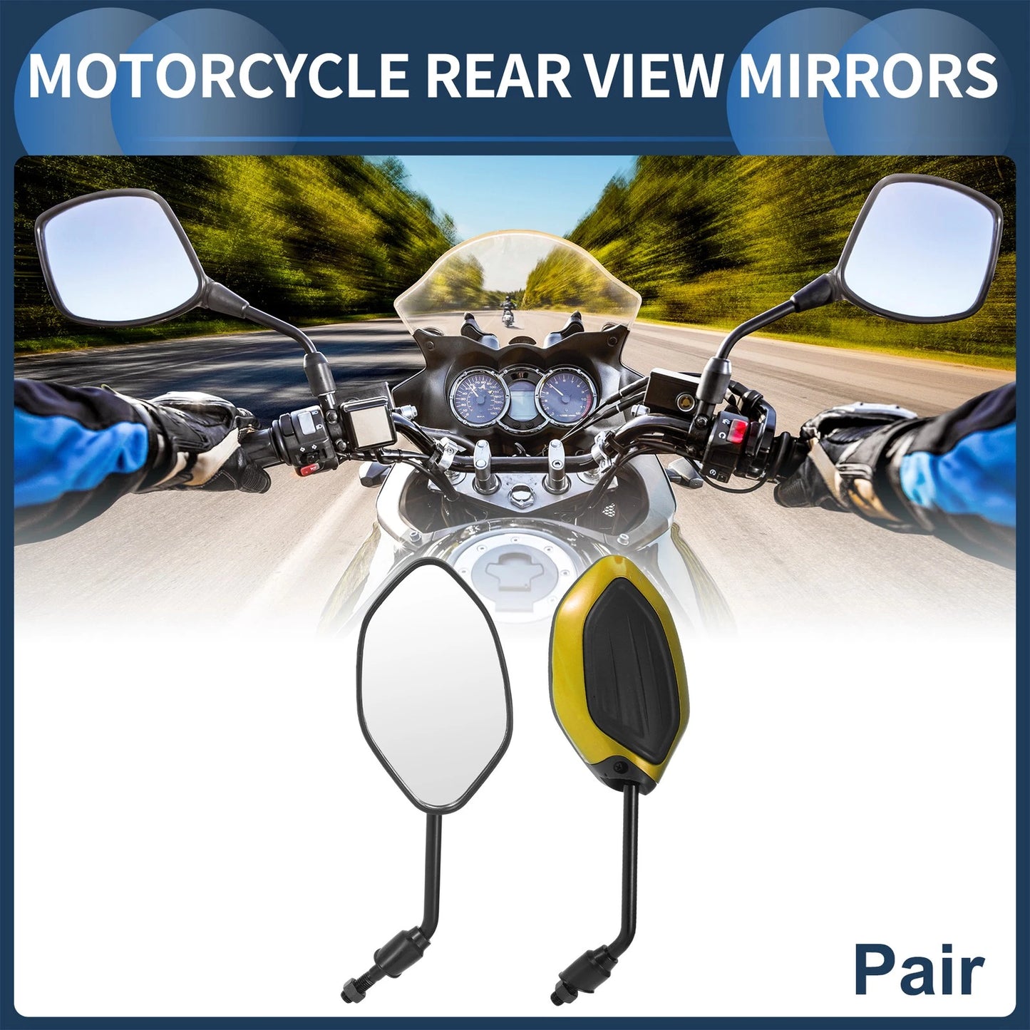 Pair Motorcycle Rear View Mirrors Handlebar Mirrors Plastic for Make Model
