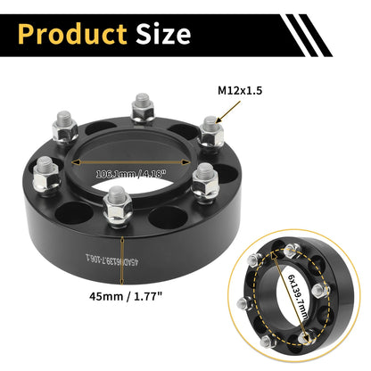 6x139.7mm Wheel Spacers 106.1mm M12x1.5 for Toyota 4Runner (1989-2023)