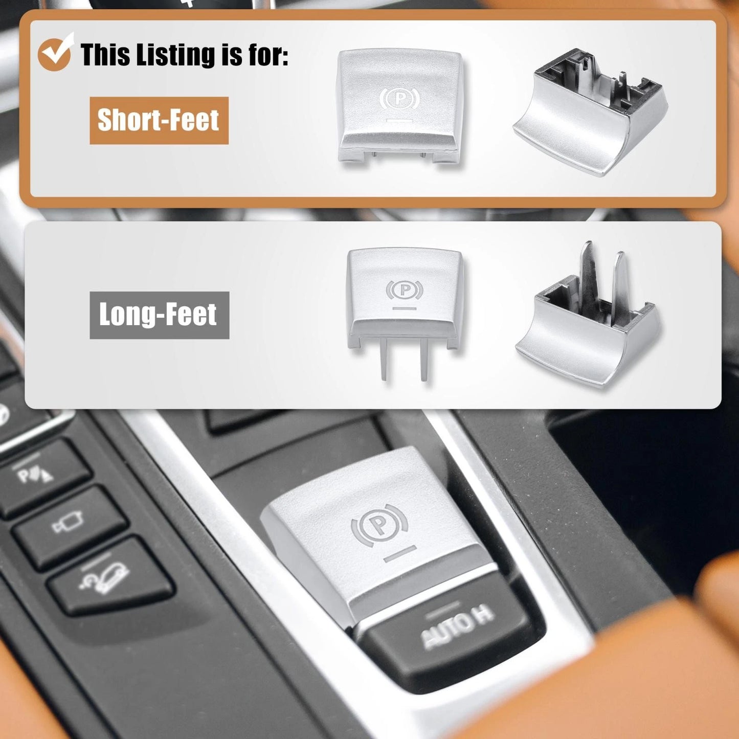 P Button Cover for BMW F01 F02 F12 F10 F07 (Silver Tone)