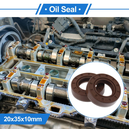 Oil Seal 20x35x10mm Brown 2 Pcs Seal Ring for Make Model