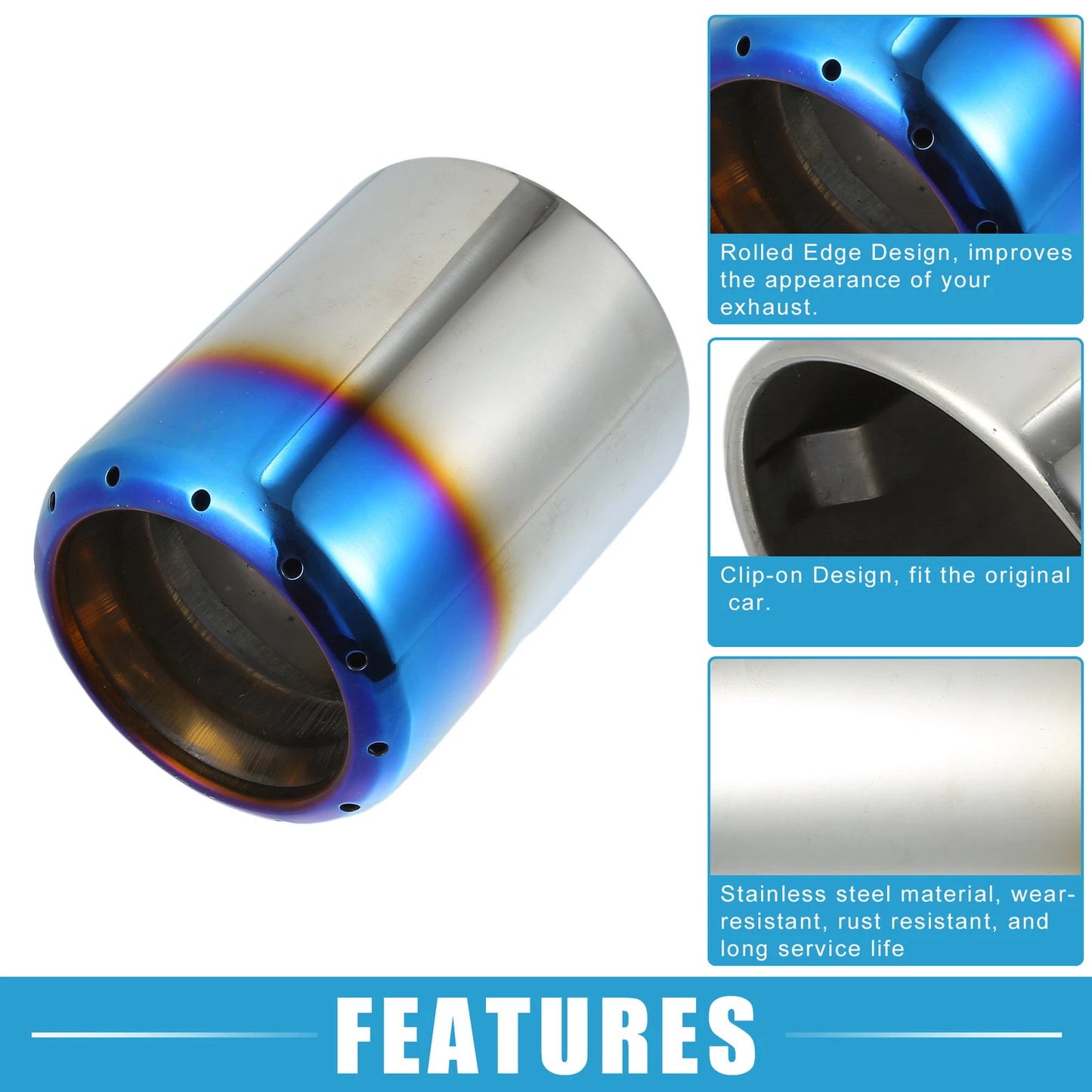 Stainless Steel Exhaust Tip for Mazda 6 2013-2017 Silver Blue
