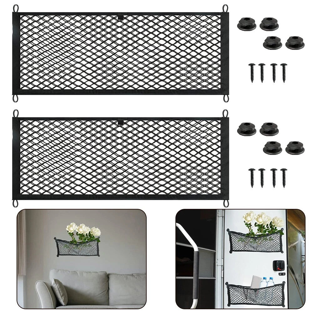 Pocket Storage Net 25x60cm 2 x Storage Mesh Bag With Screws