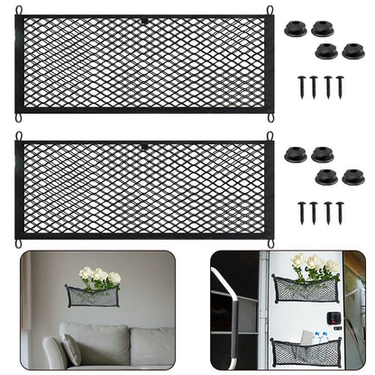 Pocket Storage Net 25x60cm 2 x Storage Mesh Bag With Screws