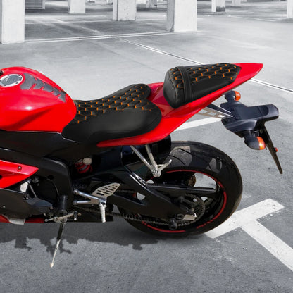 Black Orange Driver & Passenger Seat for Yamaha YZF R6 (2006-2007)