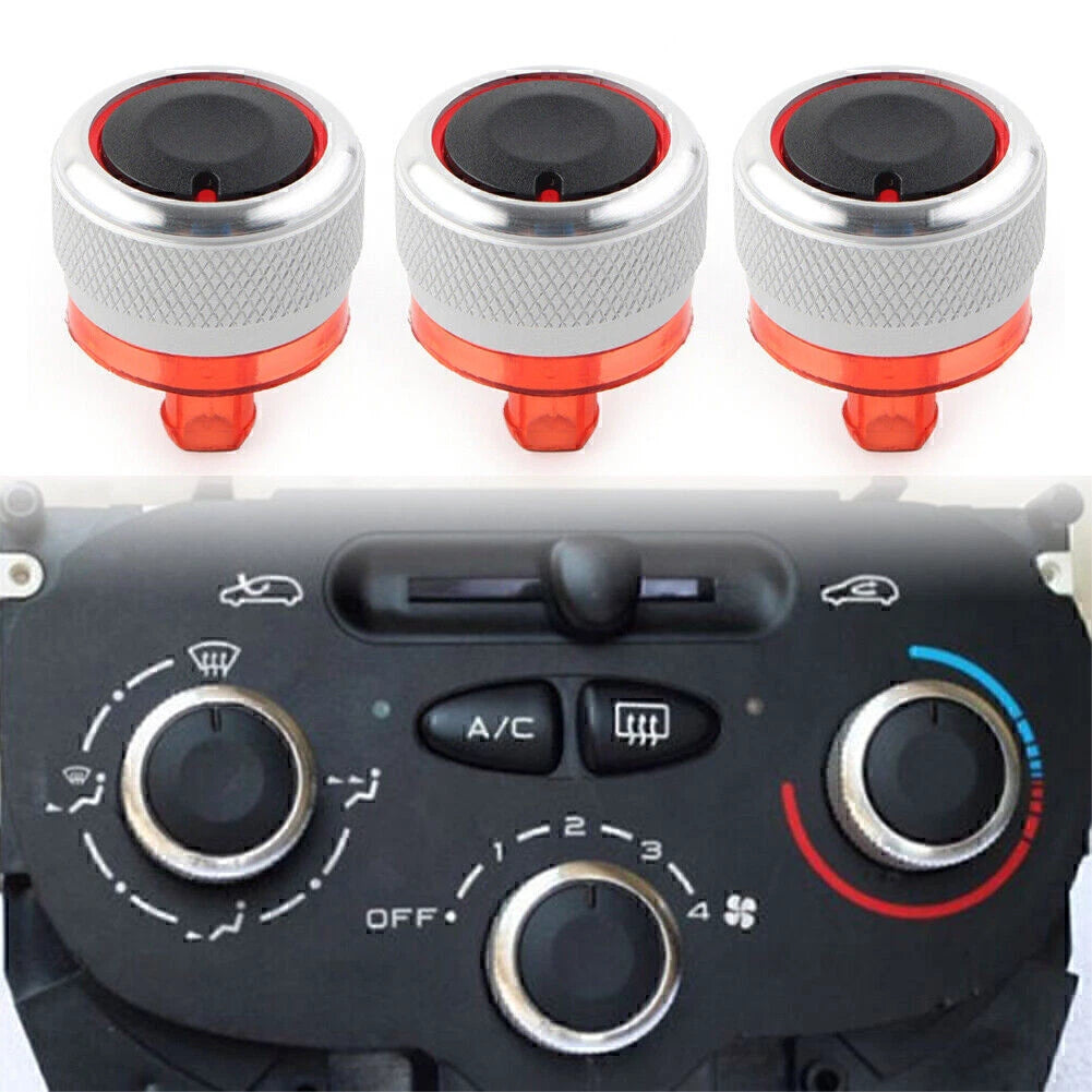 3 x ABS Switch Knob Heater Buttons A/C Covers for Peugeot 206 207 C2 (2000-2015)