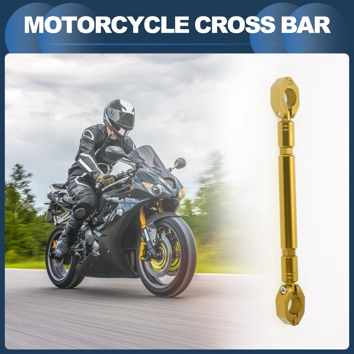 Motorcycle Cross Bar Handlebars 31cm/12.20in Gold Tone Handlebar